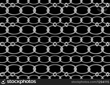 3d rendering. Abstract horizontal white silver chains pattern background.
