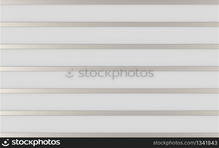 3d rendering. Abstract Long metal silver bars row on gray wall background.