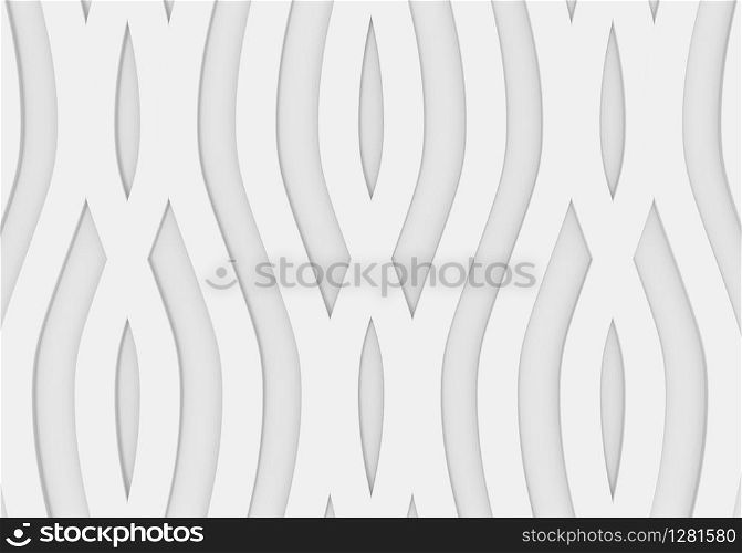 3d rendering. Abstract luxurious white irregular curve pattern wall background.