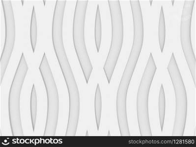 3d rendering. Abstract luxurious white irregular curve pattern wall background.