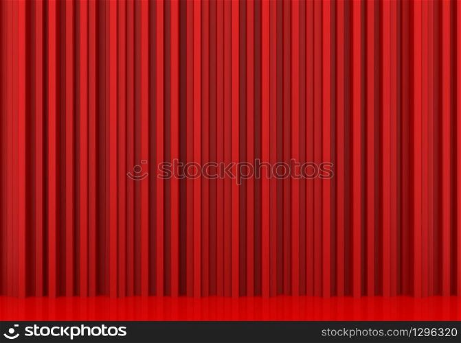 3d rendering. abstract luxury stack of long Red Vertical strip bars wall background