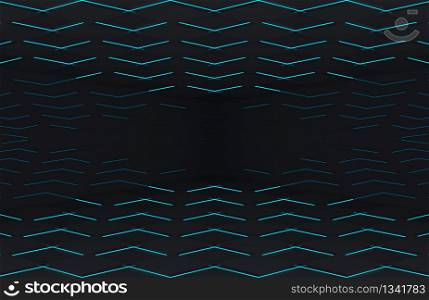 3d rendering. Abstract modern futuristic black square grid plate with blue light design wall floor background.
