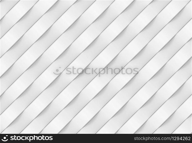 3d rendering. Abstract Modern Luxury diagonal white ribbons shape wal background.