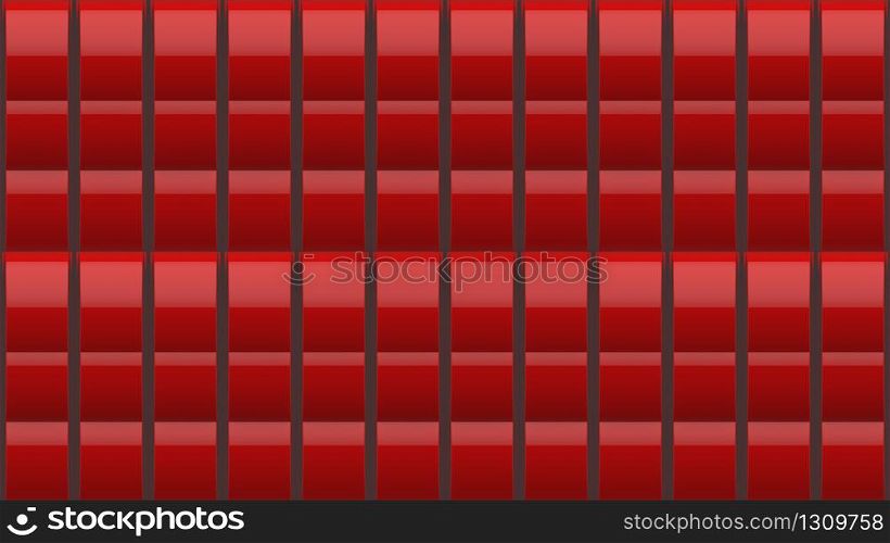 3d rendering. Abstract modern red square tile cube box pattern wall background.