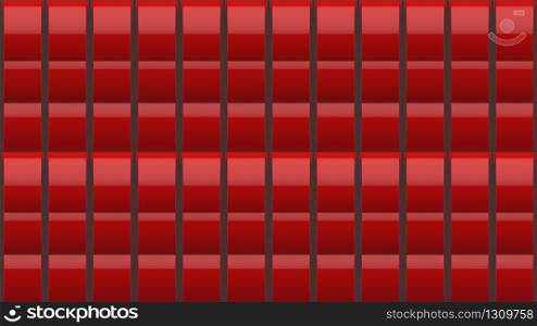 3d rendering. Abstract modern red square tile cube box pattern wall background.