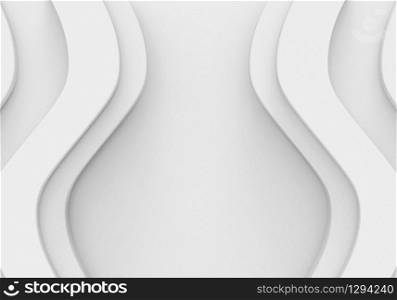 3d rendering. Abstract modern White curve panel wall background. with copy space at the center