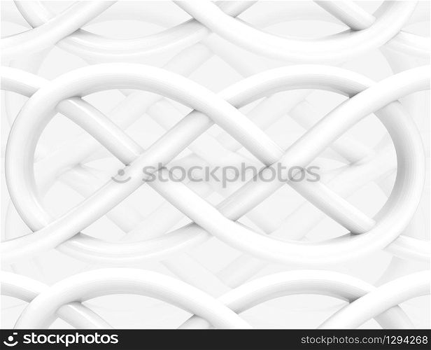 3d rendering. Abstract modern white curve tube craft wall background.