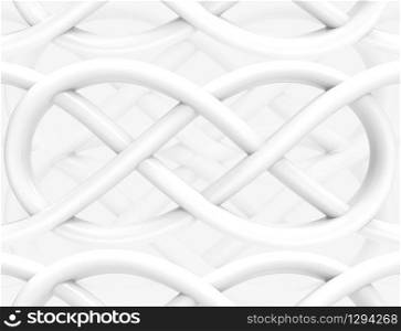 3d rendering. Abstract modern white curve tube craft wall background.