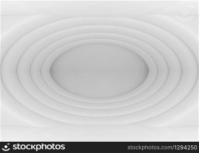 3d rendering. Abstract modern white ripple Elipse shape wall background.