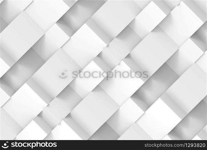 3d rendering. abstract modern white several square shape box row stack wall background.