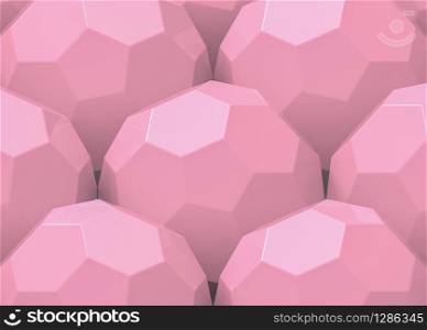 3d rendering. Abstract Pink soccer balls shape wall background.
