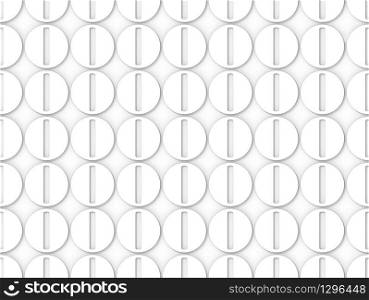 3d rendering. Abstract seamless white circle coins pattern wall background.