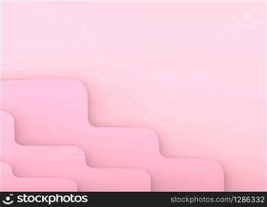3d rendering. abstract sweet pink curve paper art wall background.