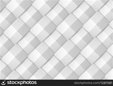3d rendering. Abstract weaving diagonal modern white square shape pattern wall background.