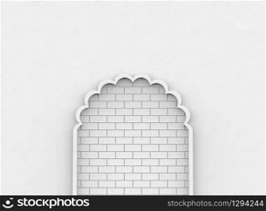 3d rendering. Abstract white brick blocks wall behide cement door background. Stalemate or helpless way concept.