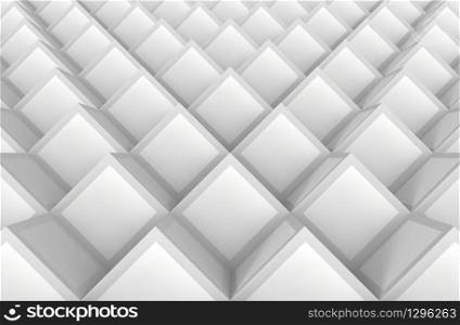 3d rendering. Abstract white cube boxs stack pattern background.