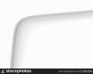 3d rendering. Abstract White curve bar lay on copy space gray wall background.