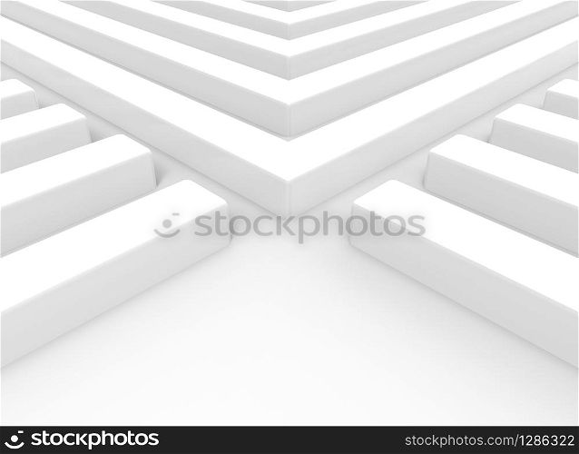 3d rendering. Abstract White long rectangle bars blocks on copy space background.