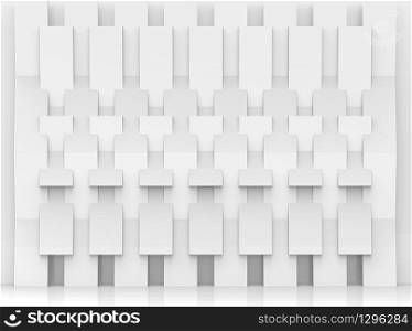 3d rendering. abstract white modern rectangle pattern wall background.