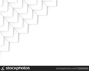 3d rendering. Abstract White Triangle zigzag pattern on copy space background.