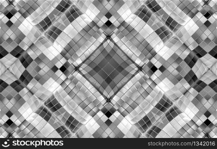3d rendering. alternate mirror square grid art design pattern tile wall background.