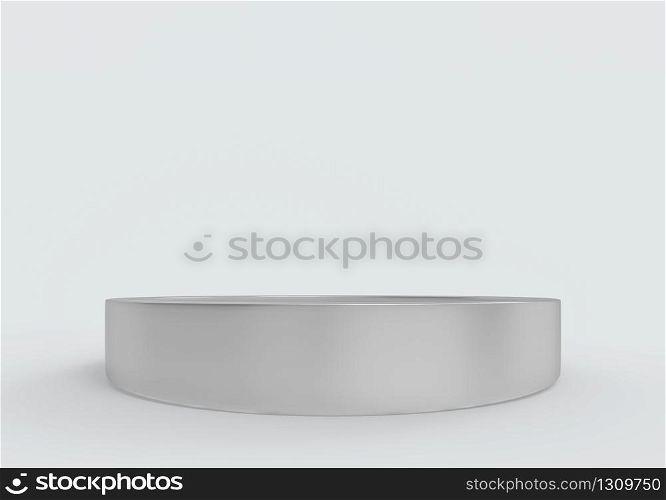 3d rendering. an empty metalic podium stage on gray background.