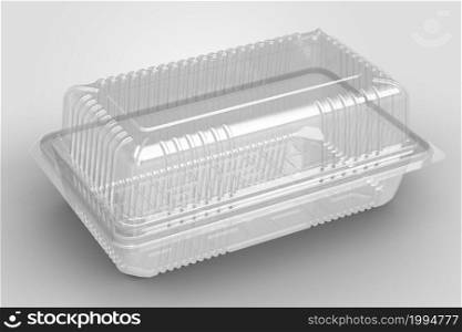 3D rendering an empty transparent clam shell narrow containers isolated on white background. fit for your design project.