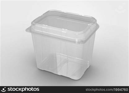 3D rendering an empty transparent tall clam shell container isolated on white background. suitable for design project.