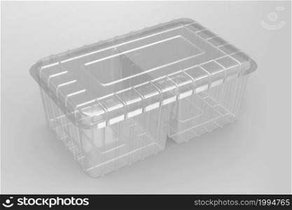3D rendering an empty transparent two compartment containers isolated on white background . fit for your design project.