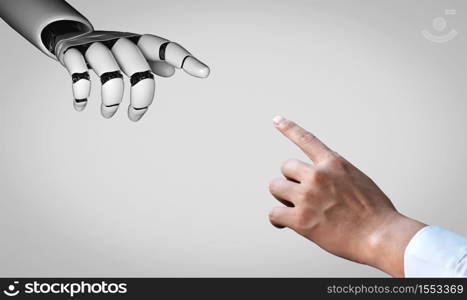 3D rendering artificial intelligence AI research of robot and cyborg development for future of people living. Digital data mining and machine learning technology design for computer brain.