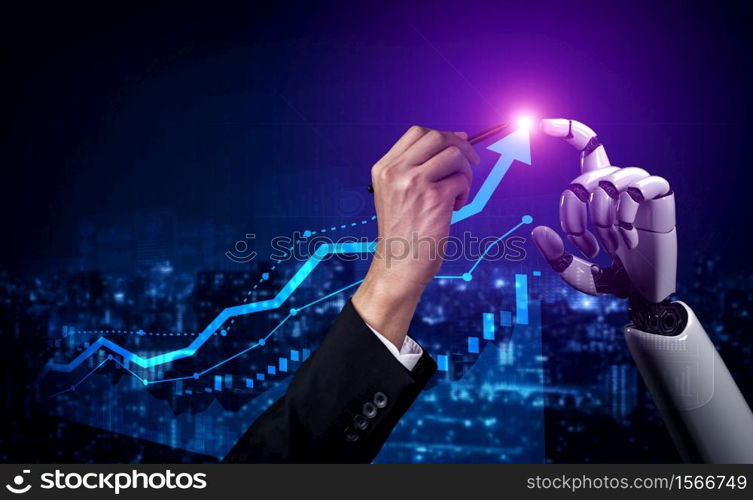 3D rendering artificial intelligence AI research of robot and cyborg development for future of people living. Digital data mining and machine learning technology design for computer brain.