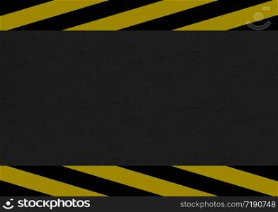 3d rendering. black and yellow caution line on cement road background.