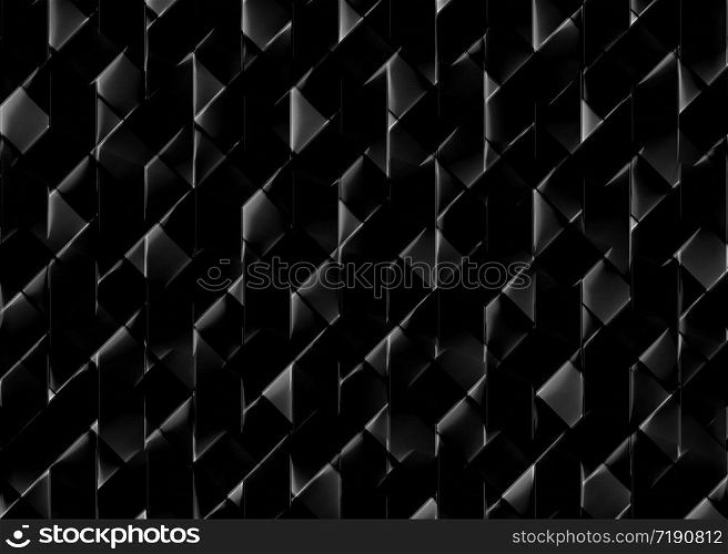 3d rendering. Black geometric grid pattern texture use for wallpaper, design, web page background.