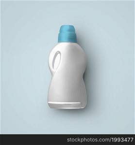 3D rendering blank white cosmetic plastic bottle with blue cap isolated on grey background. fit for your mockup design.