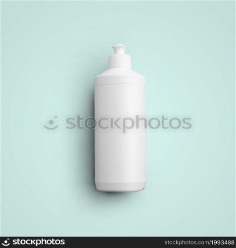 3D rendering blank white cosmetic plastic bottle with push pull cap isolated on grey background. fit for your mockup design.