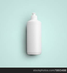 3D rendering blank white cosmetic plastic bottle with push pull cap isolated on grey background. fit for your mockup design.