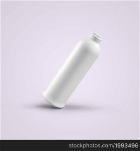 3D rendering blank white cosmetic plastic bottle with push pull cap isolated on grey background. fit for your mockup design.