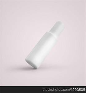 3D rendering blank white cosmetic plastic spray bottle isolated on grey background. fit for your mockup design.