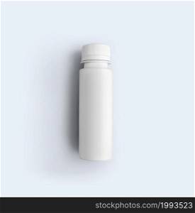 3D rendering blank white cosmetic powder bottle with plastic cap isolated on grey background. fit for your mockup design.