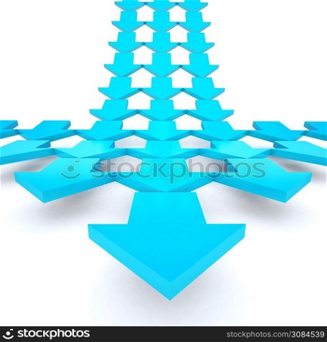 3d rendering blue arrow on white background