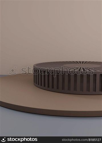 3D Rendering Brown and Beige Theme Studio Shot Product Display Background with Abstract Platforms for Grooming, Spa, Toiletry, Skincare and Healthcare Products.