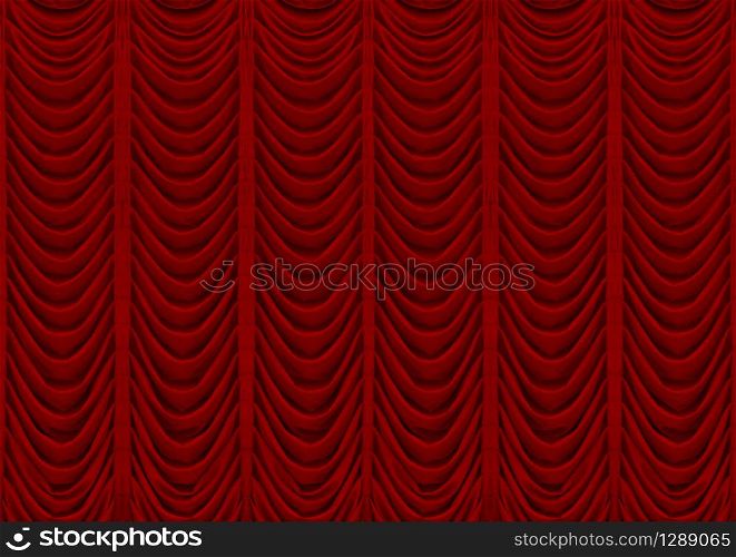 3d rendering. Classic red curtains texture wall background.