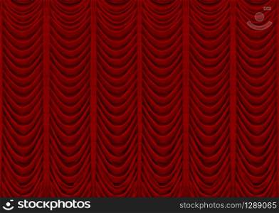 3d rendering. Classic red curtains texture wall background.