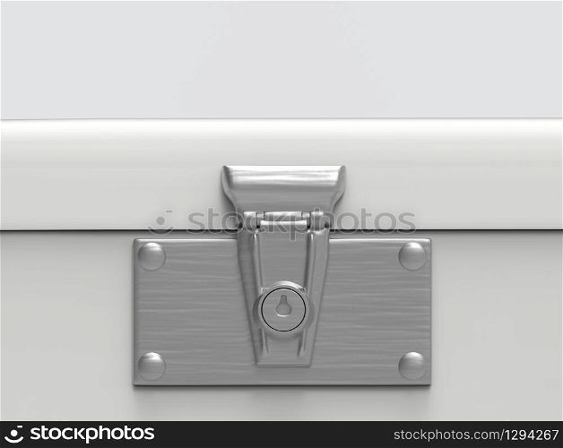 3d rendering. close up on key locked part of safty lockbox with copy space background.