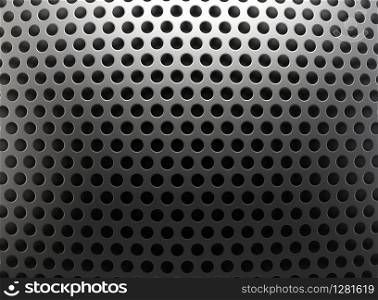 3d rendering. close up on metal circle holes mesh wall background.