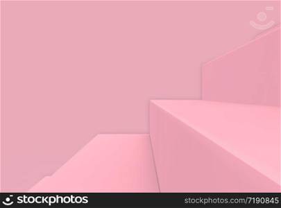 3d rendering. close up on sweet soft pink stair with copy space wall background.