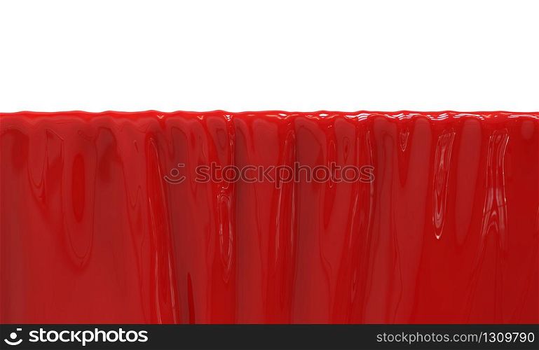 3d rendering. Curve red paint plastic wall on white background.