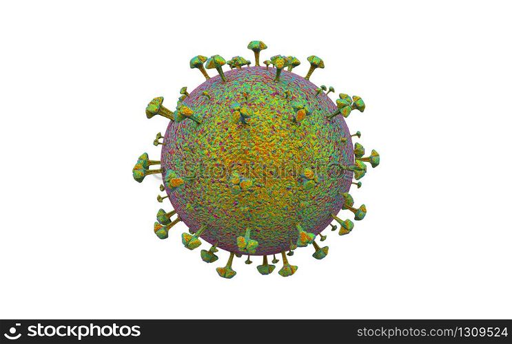 3d rendering. Dangerous green Covid-19 corona virus sign symbol with clipping path isolated on white background.