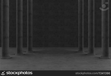3d rendering. dark High pole rows wall background.