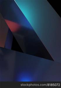 3D Rendering Dark Holographic or Iridescent Minimal Geometry Abstract Background for Electronic Product Display.